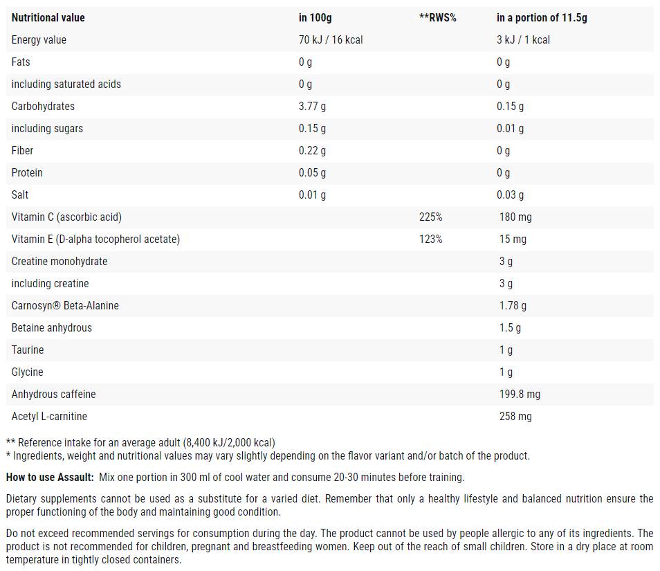 Assault Sport / Energy + Endurance - 345 grame