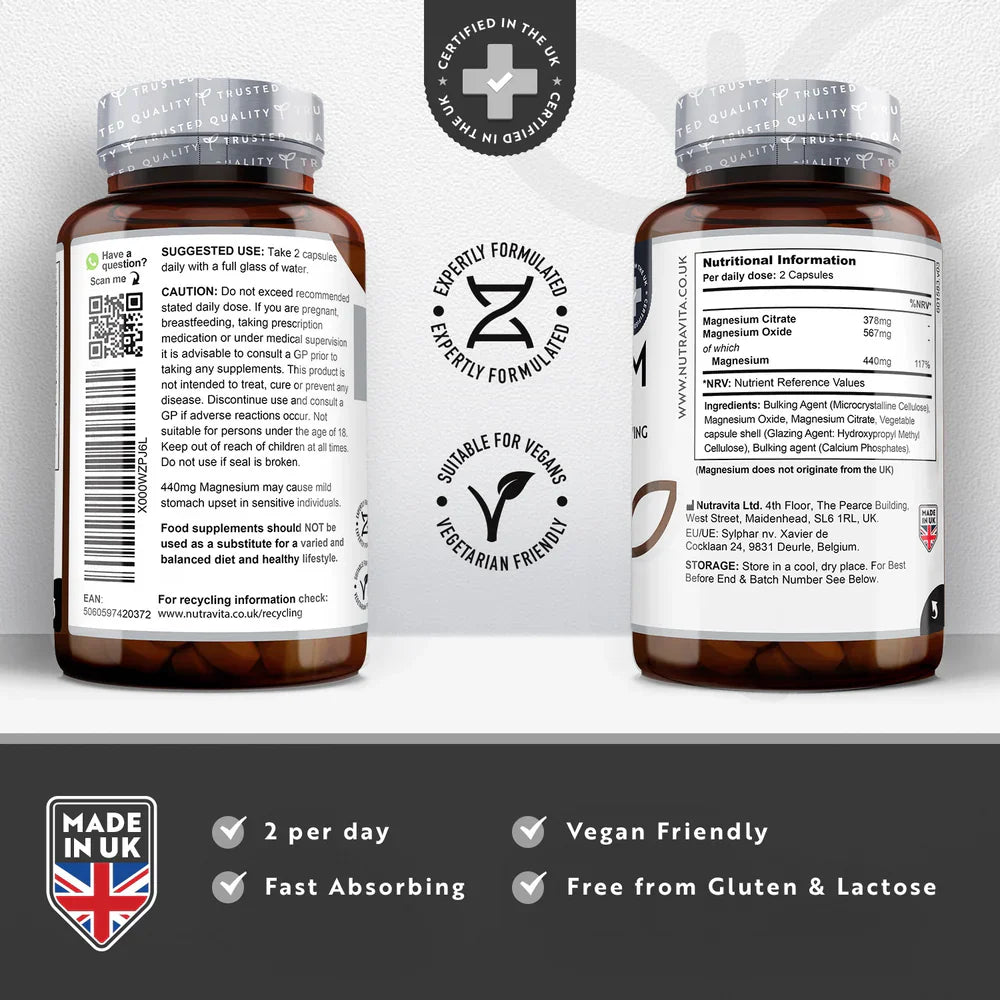 Magneziu 220 mg (două componente) - 180 capsule