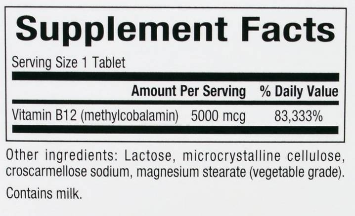 B12 Metilcobalamină 5000 mcg - 60 comprimate masticabile