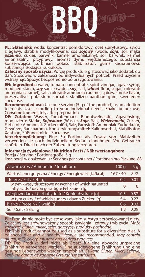 Sos BBQ | Cu conținut scăzut de calorii - 440 ml