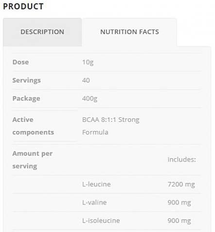 BCAA 8:1:1 Formula puternică - 400 de grame
