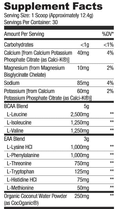 BCAA + EAA | cu electroliți și apă de cocos - 357~378 grame