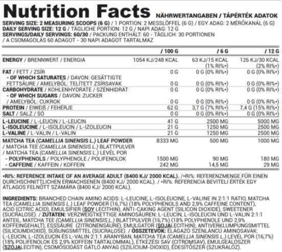BCAA Matcha | BCAA 2:1:1 cu ceai Matcha - 360 de grame