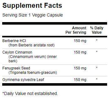 Complex de berberine cu scorțișoară, gimnemă și schinduf 600 mg - 90 capsule