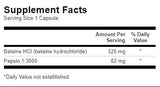 Acid clorhidric betaină HCl cu pepsină - 250 capsule