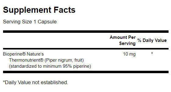 Bioperine Nutrient Absorption Enhancer 10 mg - 60 capsule