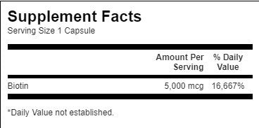 Biotină 5000 mcg - 100 capsule