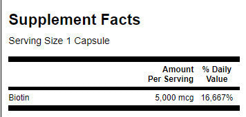 Biotină 5000 mcg - 30 capsule