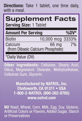 Biotină putere maximă 10.000 mcg. / 100 de file.
