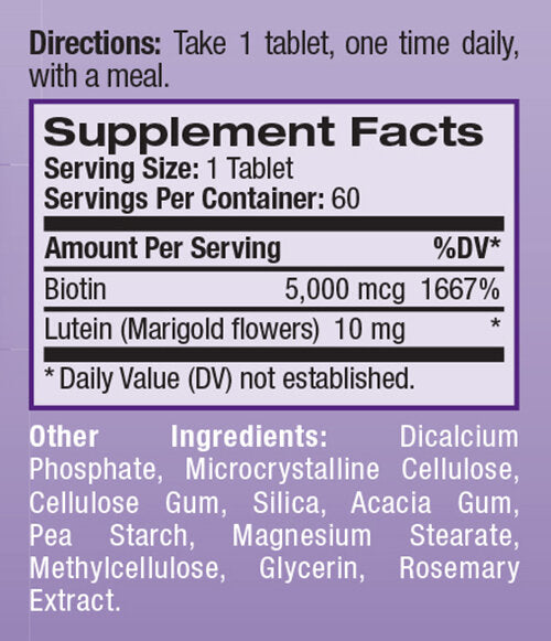 Biotin Plus Luteină / 60 Tablete.