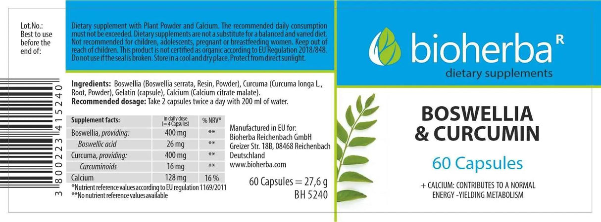Boswellia și curcumină - 60 capsule
