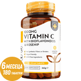 Vitamina C 1000 mg cu bioflavonoide si macese 180 tablete Nutravita
