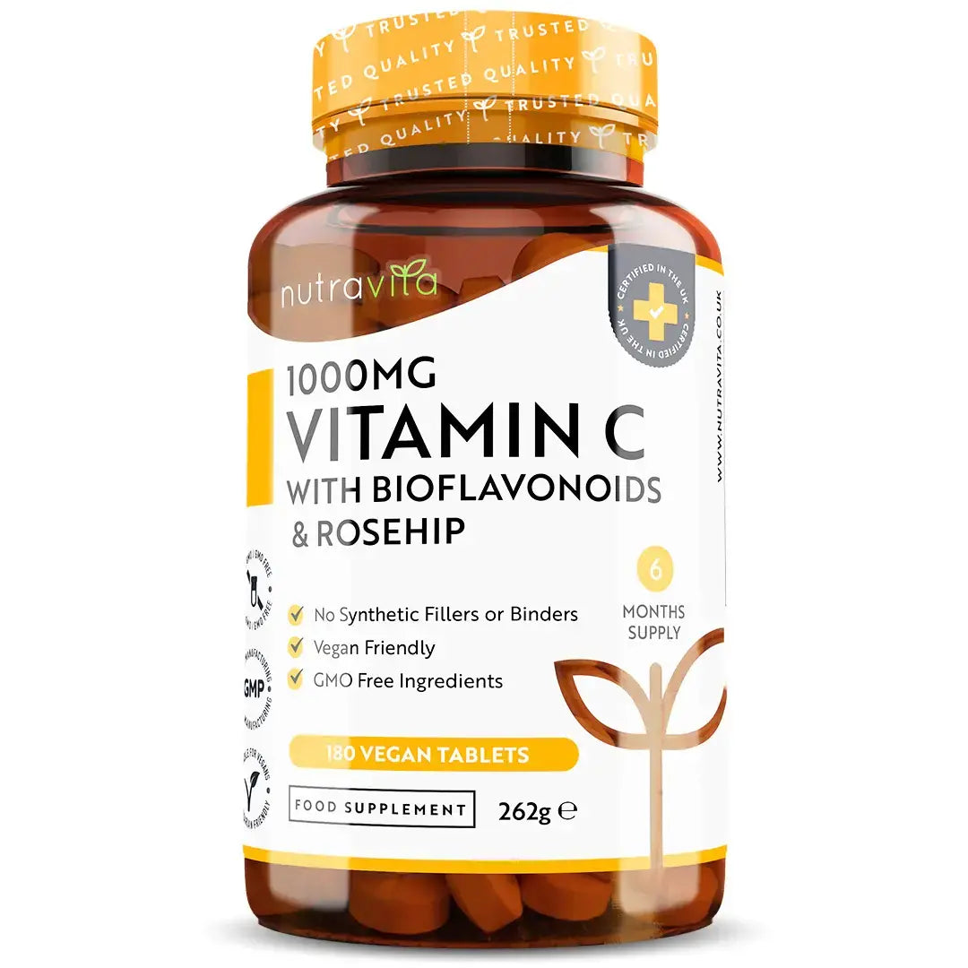 Vitamina C 1000 mg cu bioflavonoide si macese 180 tablete Nutravita