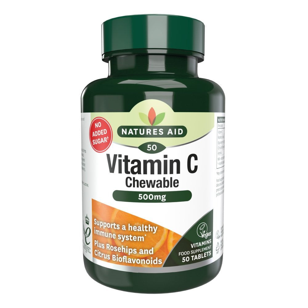 Vitamina C cu macese, bioflavonoide si acerola (Vitamina C Chewable) 500 mg 50 tablete masticabile NaturesAid