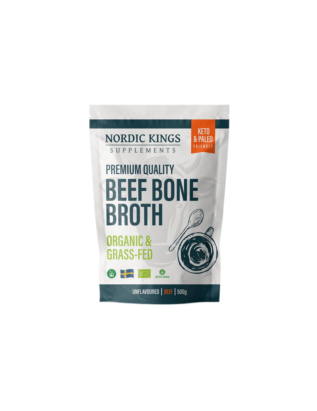 Bulion de oase de vita, fara aroma (Organic), 500 g pudra Nordic Kings