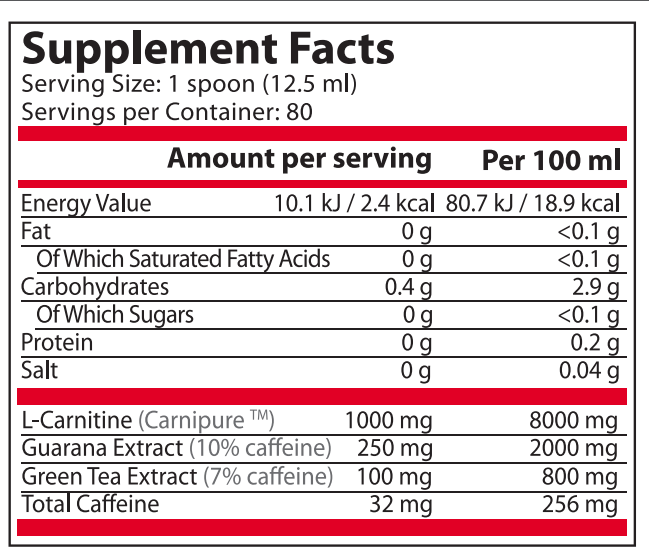 Pure Nutrition - CARNI MAX LIQUID cu GUARANA si CEAI VERDE - 1000 ML