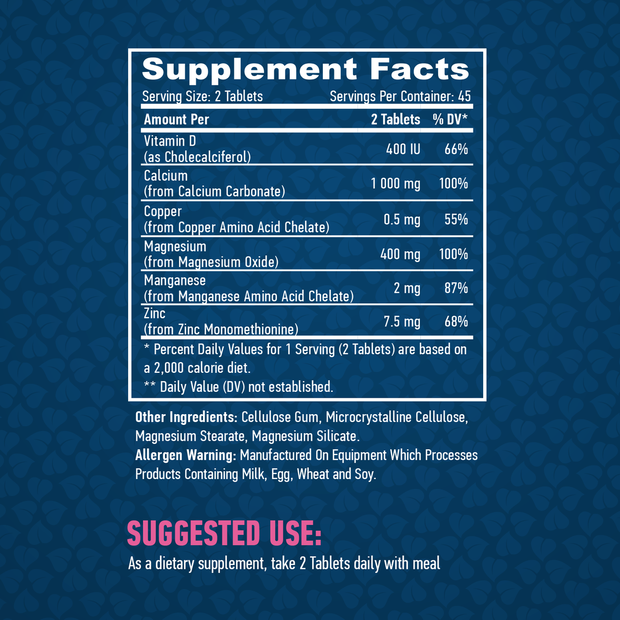 Calciu, magneziu și zinc cu vitamina D / 90 tablete.