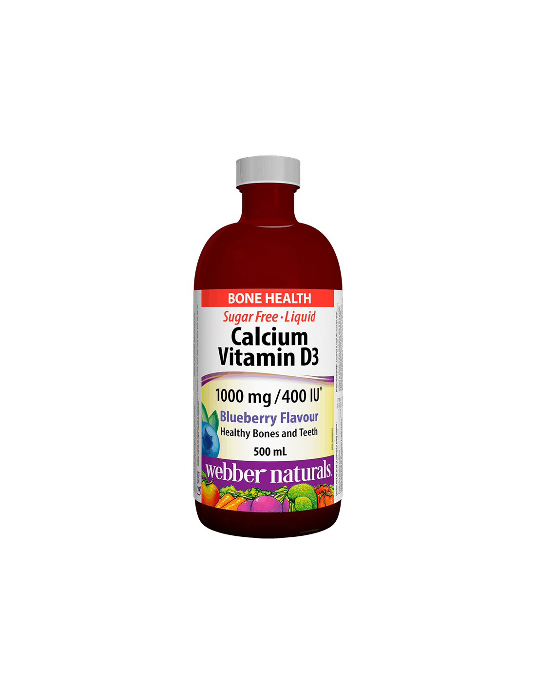 Calciu &amp; Vitamina D3 Lichid/ Calciu 1000 mg + Vitamina D3 400 UI x 500 ml cu aromă de afine Webber Naturals