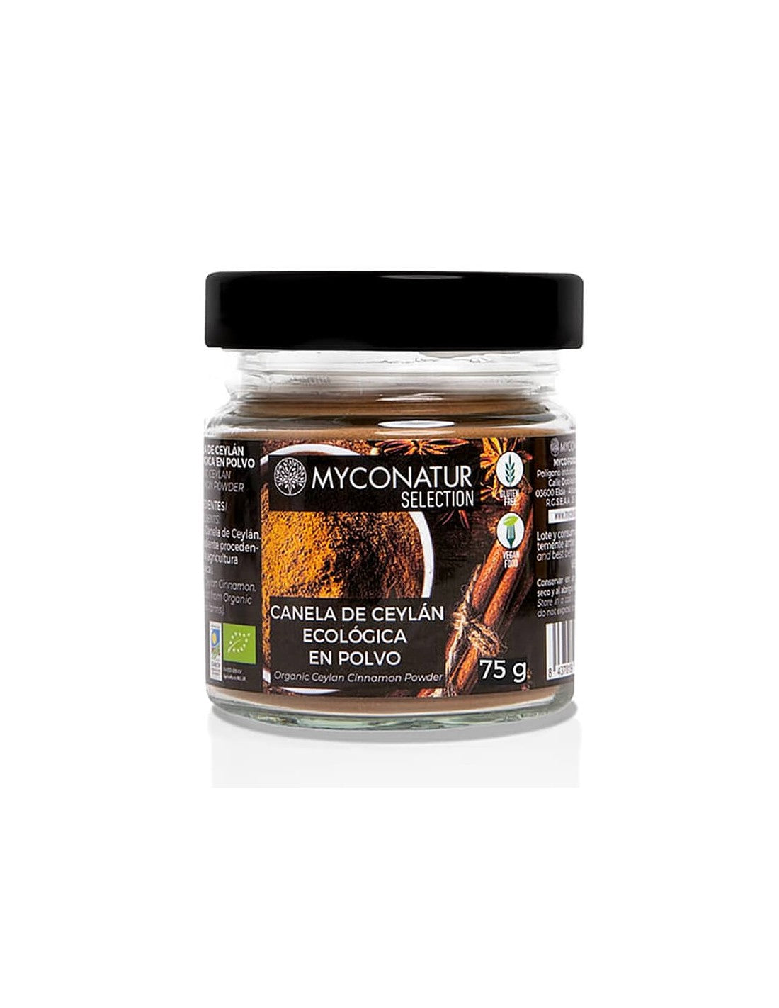 Pudra de scortisoara organica de Ceylon - Canela de Ceylan, Bio, 90 g Myconatur