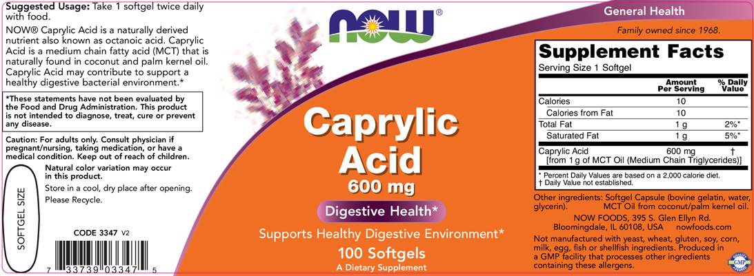 Acid caprilic 600 mg - 100 capsule de gel