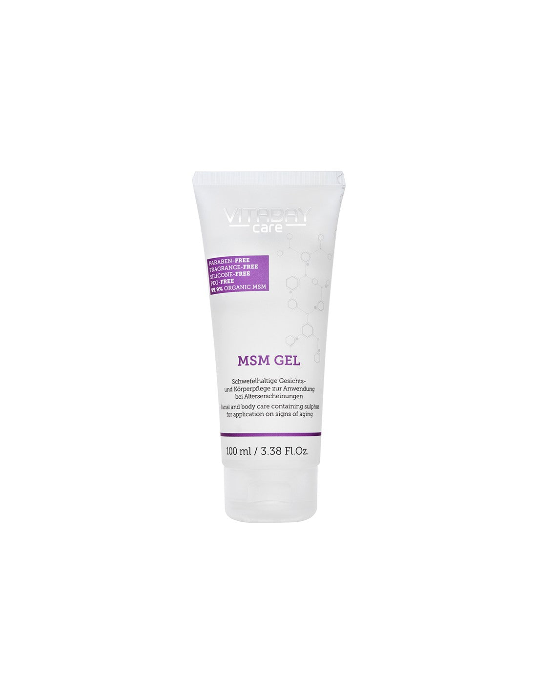 Gel de îngrijire MSM - Gel pentru față și corp cu 99,9% MSM organic (metilsulfonilmetan), 100 ml Vitabay