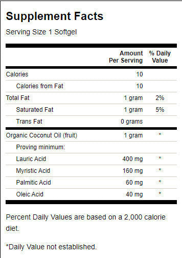 Ulei de cocos certificat organic 1000 mg - 60 capsule de gel