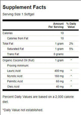Ulei de cocos certificat organic 1000 mg - 60 capsule de gel