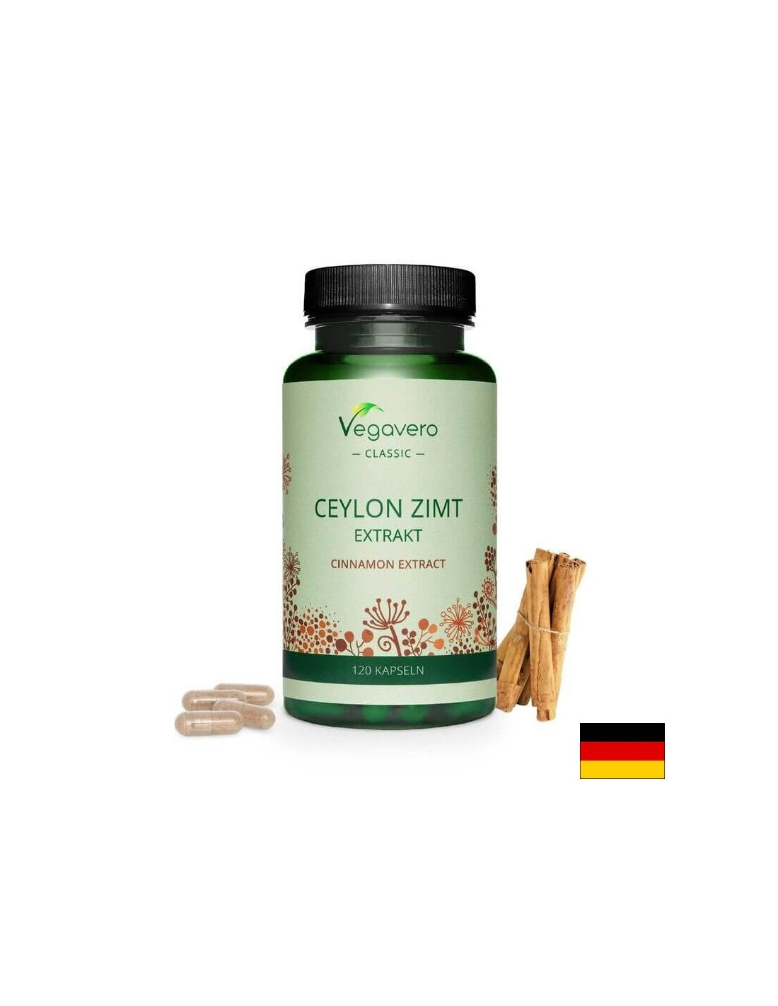 Ceylon Zimt Extrakt/ Extract de scorțișoară Ceylon, 120 capsule, 100% vegan