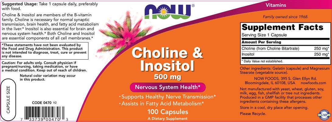 Colina &amp; Inozitol 500 mg - 100 capsule