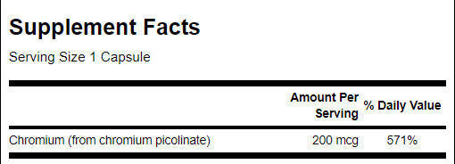 Picolinat de crom 200 mcg - 200 capsule