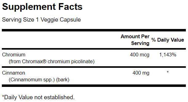 Scorțișoară &amp; Crom cu Chromax 400,4 mg - 60 capsule