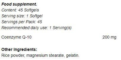 CoQ-10 200 mg Sănătatea inimii 45 capsule moi
