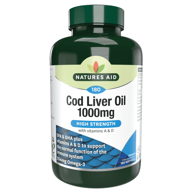 Ulei de ficat de cod 1000 mg 180 capsule moi NaturesAid