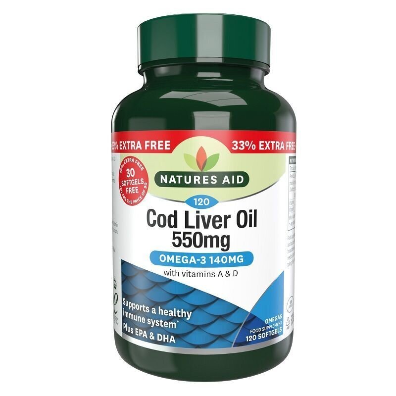 Ulei de ficat de cod 550 mg 120 capsule moi NaturesAid