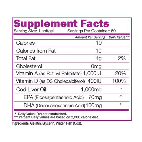 Ulei de ficat de cod 60 capsule de gel