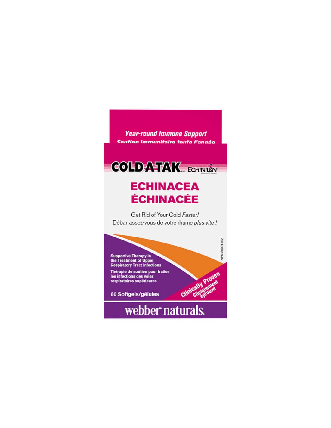 Cold-A-Tak® Ehinacea - Echinacea, 250 mg - Pentru raceala si gripa, 60 capsule softgel