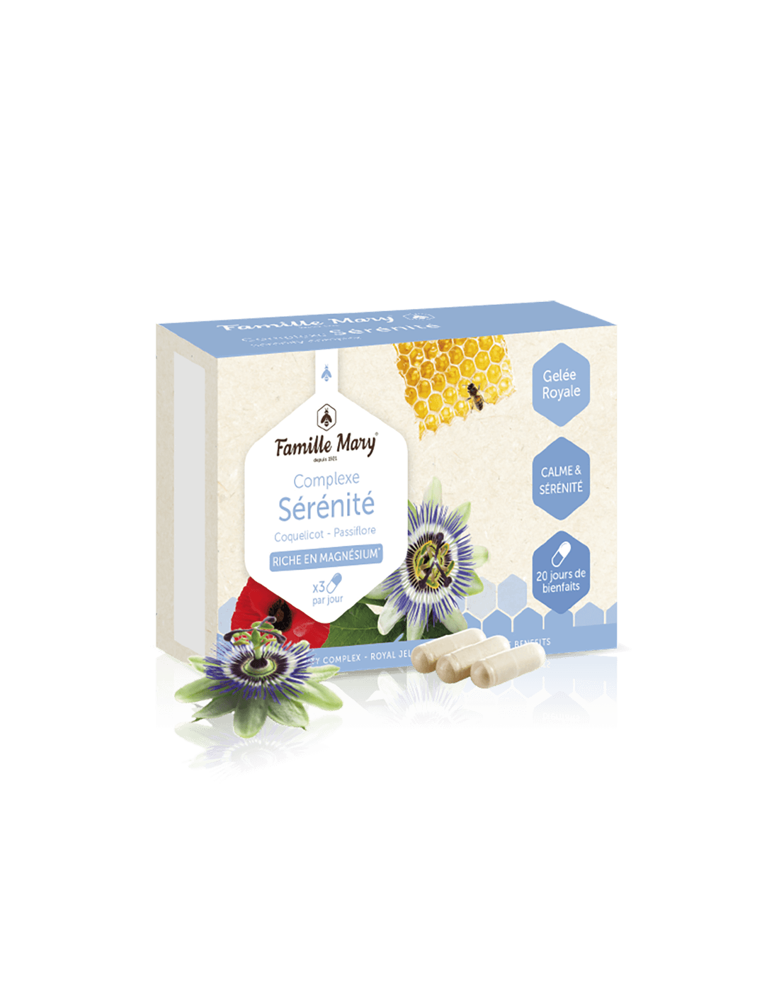 Complex pentru sistemul nervos, cu magneziu, floarea pasiunii, mac si laptisor de matca - Complex Serenite, 60 capsule