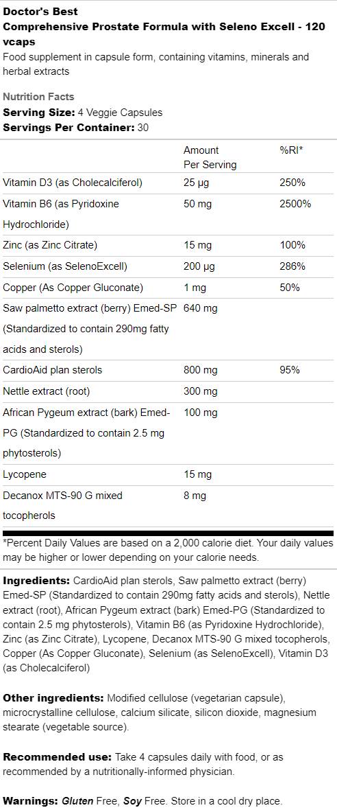 Formula cuprinzătoare pentru prostată | Cu Seleno Excell - 120 capsule