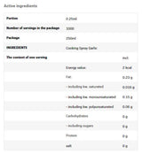 Spray de gatit - Ulei de usturoi - 250 ml