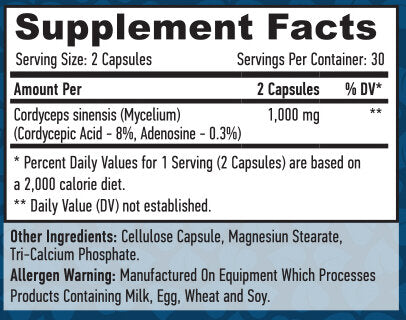 Cordyceps 500 mg / 60 Vcaps.
