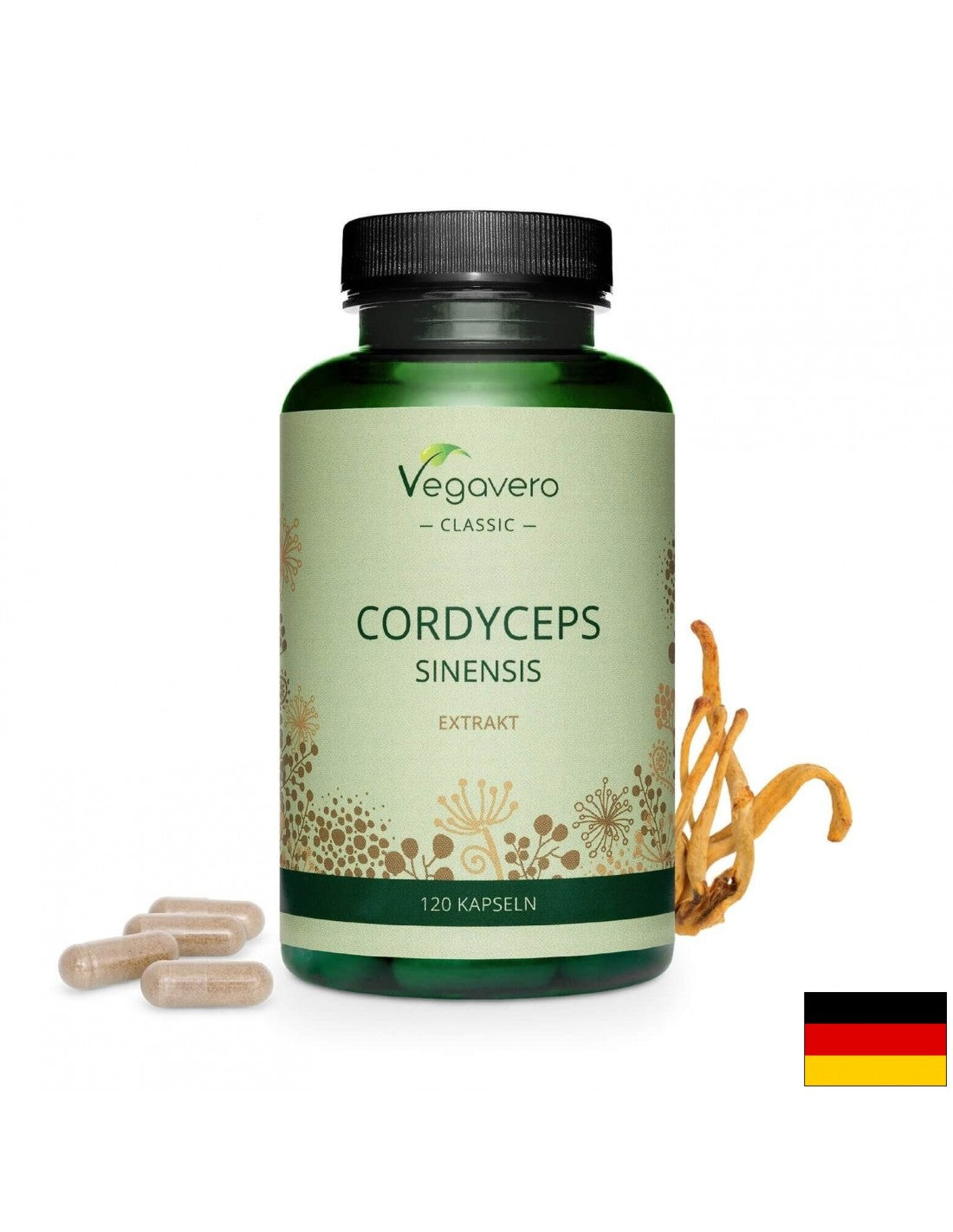 Cordyceps Sinensis Ektrakt/ Extract de Cordyceps, 120 capsule, 100% Vegan Vegavero