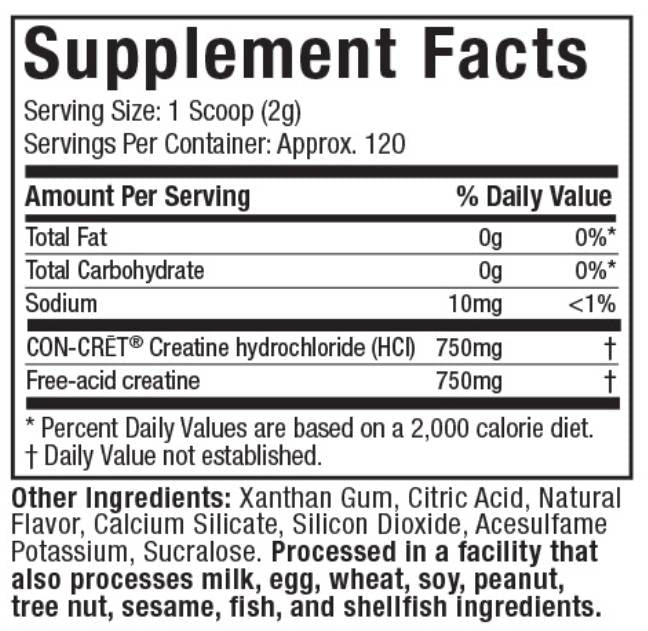 Creator® | Creatina HCl + Creatina cu acid liber - 235 grame