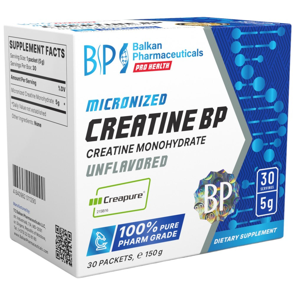 Plicuri cu creatină BP | Creapure® - 30 x 5 grame