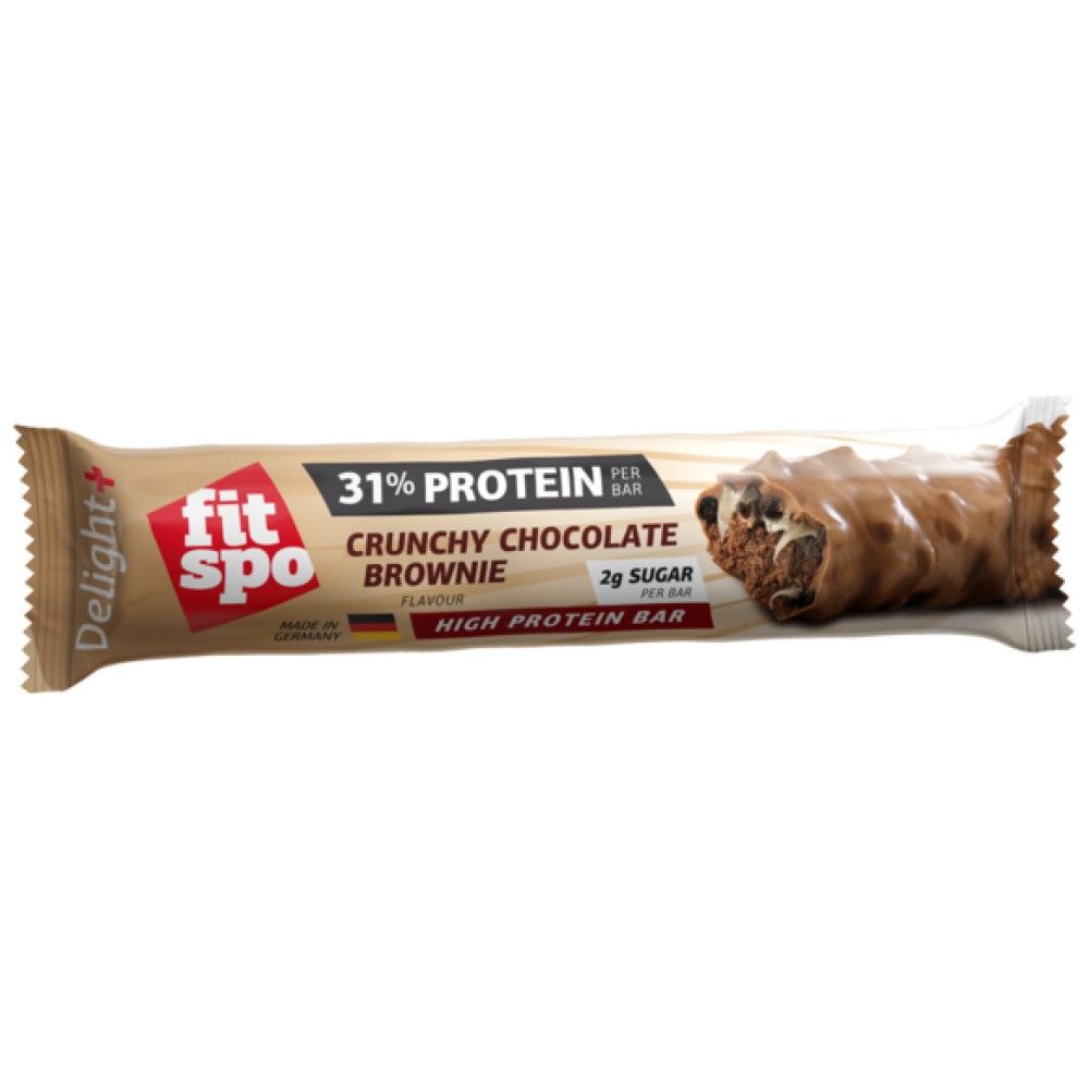 Delight+ Crunchy Protein Bar Brownie de ciocolată - 60 de grame
