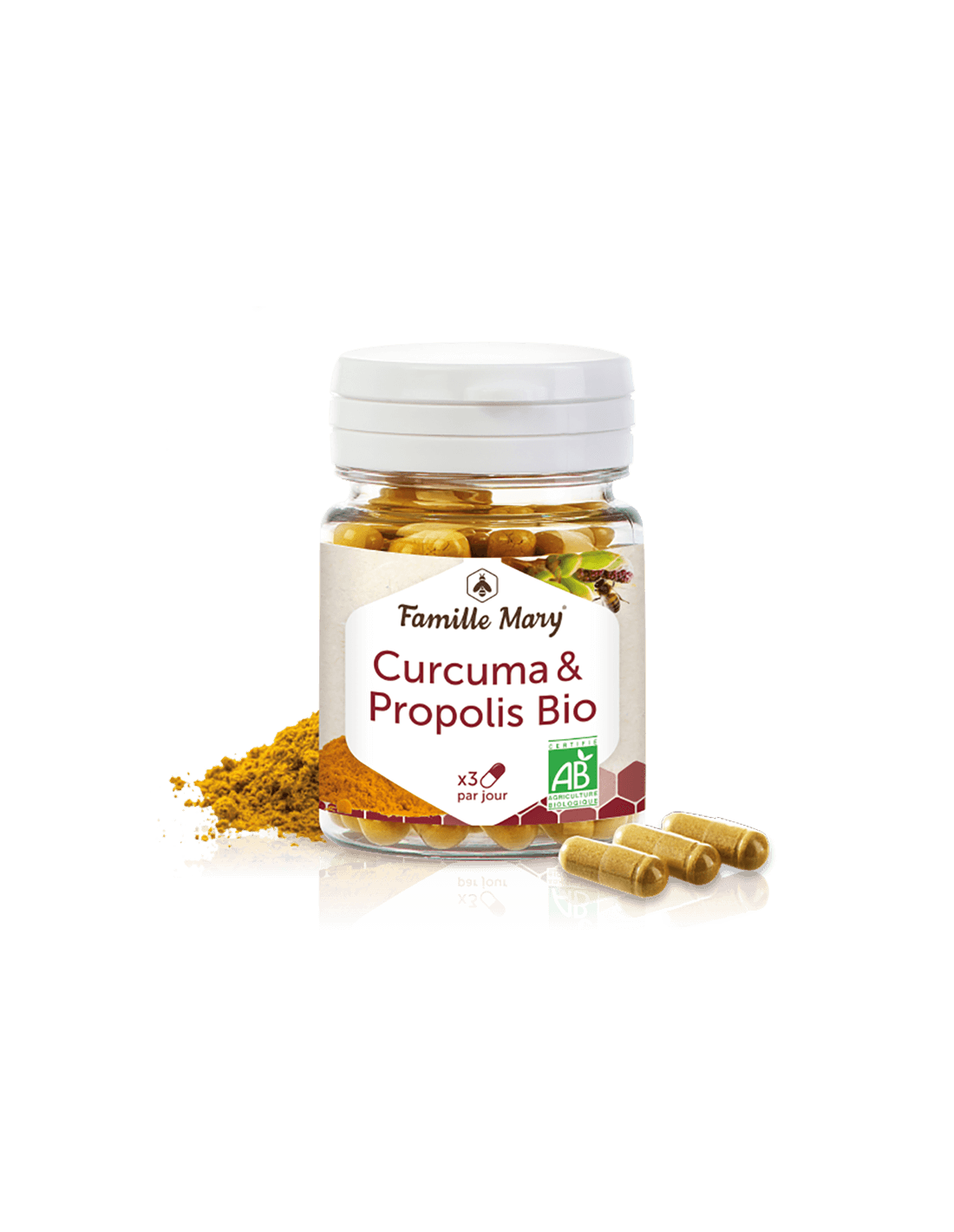 Curcuma &amp; Propolis Bio/ Turmeric + bio propolis, 60 capsule Famille Mary