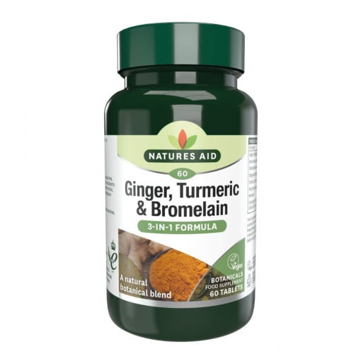 Ghimbir, turmeric și bromelaină 60 de tablete NaturesAid