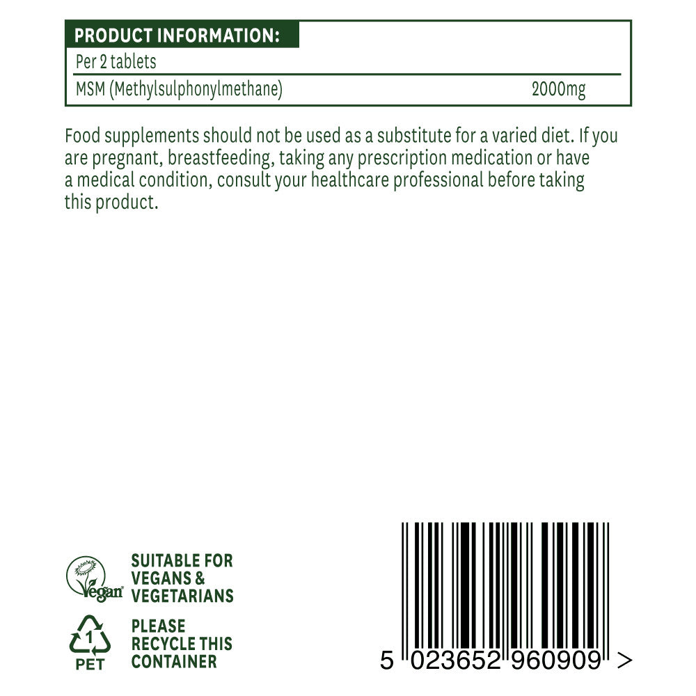 Metilsulfonilmetan MSM (Metilsulfonilmetan MSM) 1000 mg 90 comprimate NaturesAid