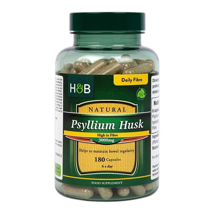Fibră Psyllium Husk (Psyllium Husk) 500 mg 180 capsule HOLLAND &amp; BARRETT
