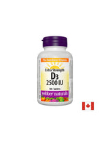Oasele sănătoase și imunitate puternică - Vitamina D3 2500 UI, 180 tablete Webber Naturals