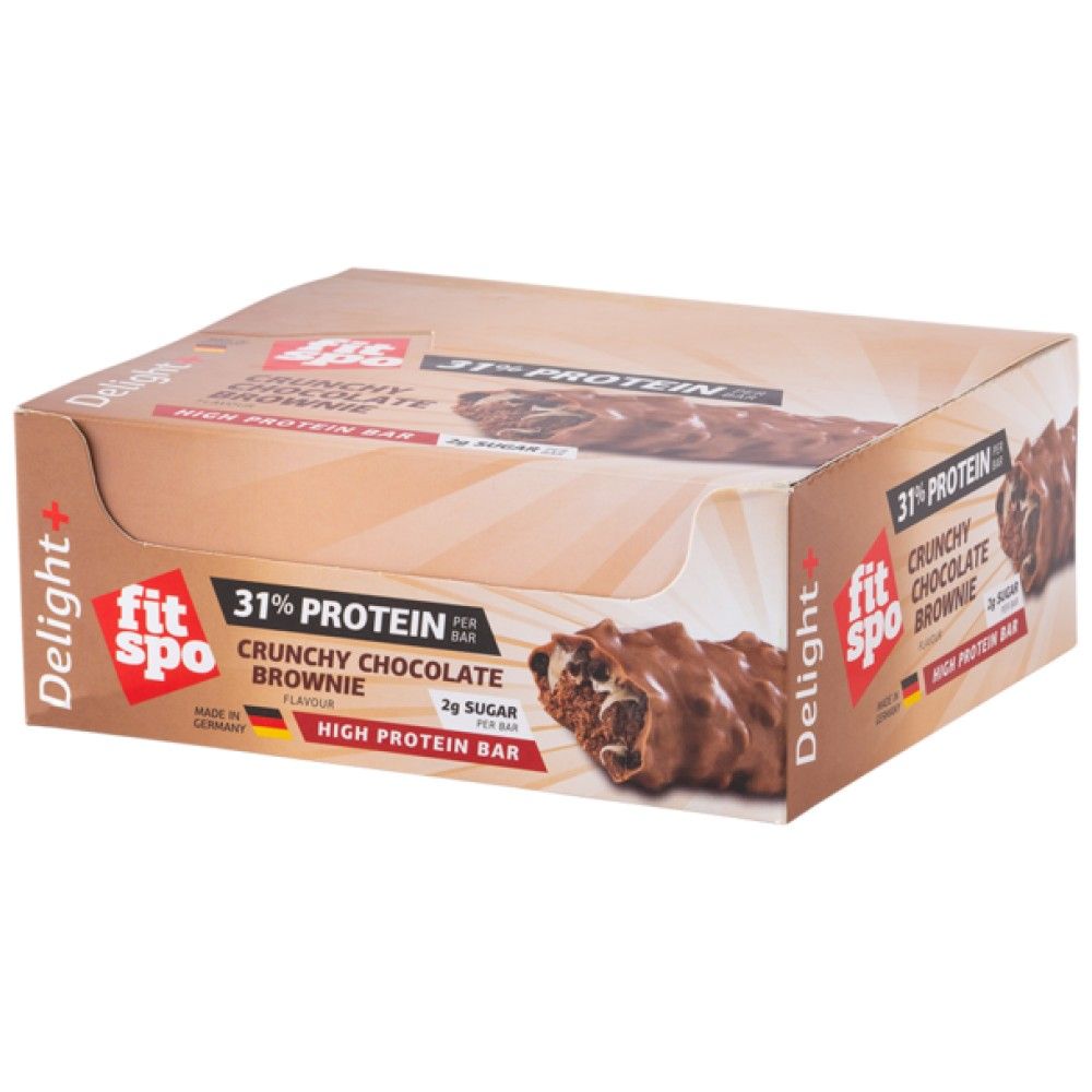 Delight+ Crunchy Protein Bar Brownie de ciocolată - 12 x 60 grame